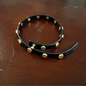 Tory Burch Black and Gold Studded Bracelet